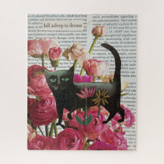 Quebra-cabeça Dormir para Sonhar Flores Rosa Quentes de Gato Pre