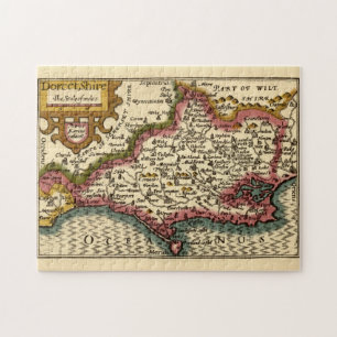 Quebra-cabeça Dorset Dorsetshire County England Antigo Mapa Hist