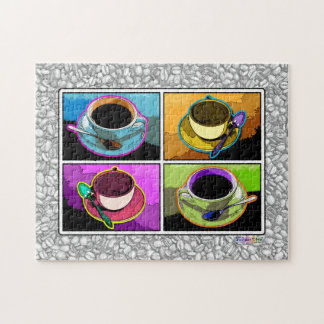 Quebra-cabeça dos copos de café do pop art