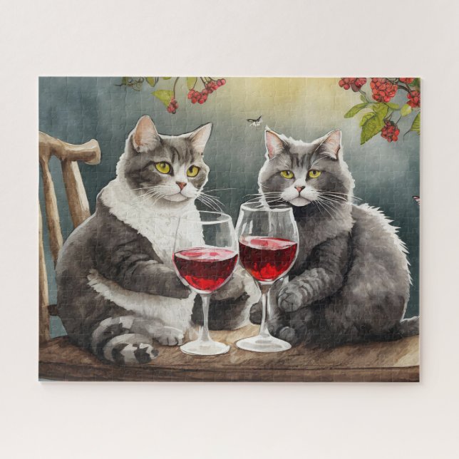 Quebra-cabeça dos Gatos Bebendo Vinho! (Horizontal)