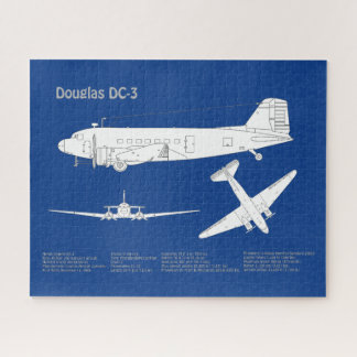 Quebra-cabeça Douglas DC-3 - Plano de desenho de projeto de aviã
