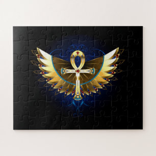 Quebra-cabeça Dourada Ankh com Asas