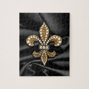 Quebra-cabeça Dourada Flor Negra De Lis Satin Jewel