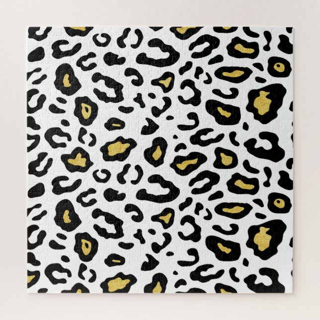 Quebra-cabeça Dourada impressão leopardo, padrão perfeito. (Vertical)