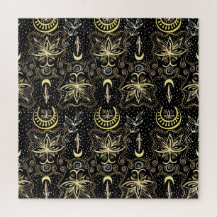 Quebra-cabeça Dourada Lotus: Elegância Vintage Crescente.