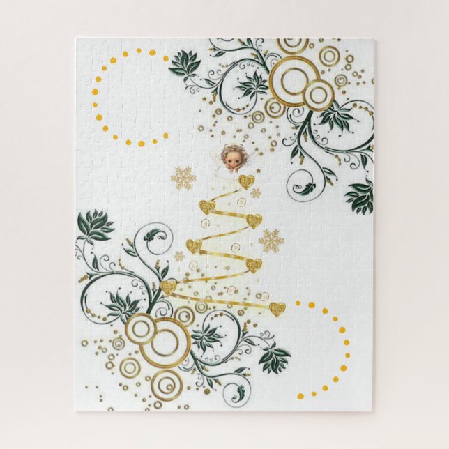 Quebra-cabeça Douradas Flores Anjos Florais (Vertical)