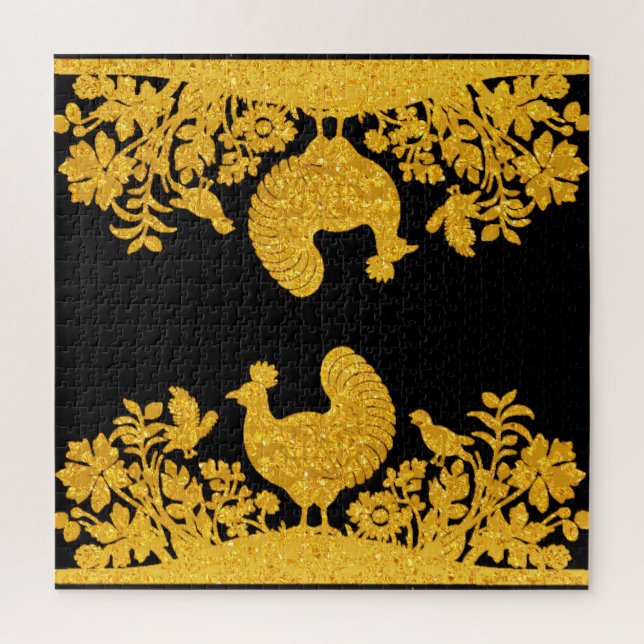 Quebra-cabeça Dourado Dia de Ação de Graças Turquia Floral Jigse (Vertical)