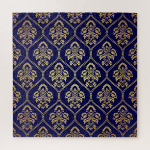 Quebra-cabeça Dourado e azul: Damasco de luxo