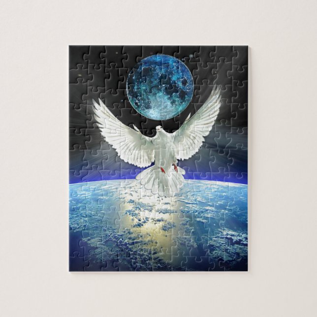Quebra-cabeça Dove of Peace over Earth from Space (Vertical)
