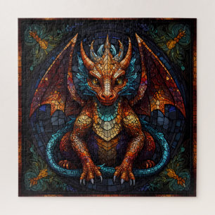 Quebra-cabeça Dragão arco-íris multicolorido