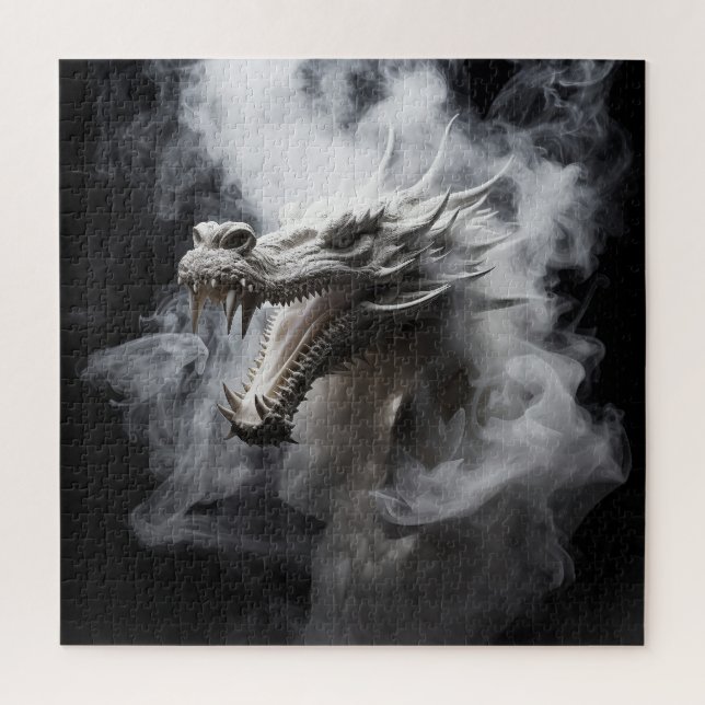 Quebra-cabeça Dragão Branco Fumegante (Vertical)