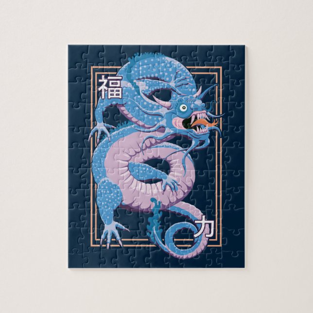 Quebra-cabeça Dragão chinês azul (Vertical)