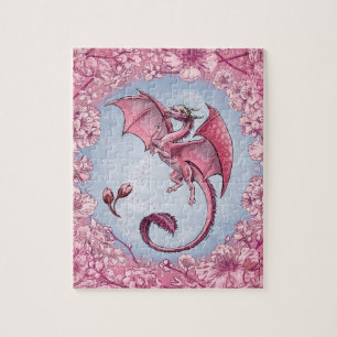 Quebra-cabeça Dragão cor-de-rosa da arte da fantasia da naturez