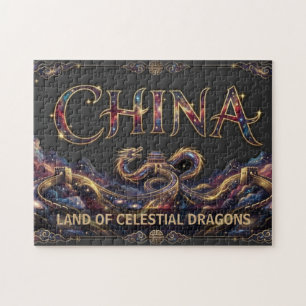 Quebra-cabeça Dragão da Grande Muralha da China Cósmica