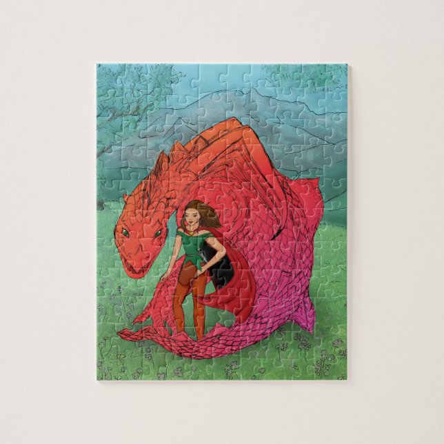 Quebra-cabeça Dragão de Bebê Vermelho (Vertical)