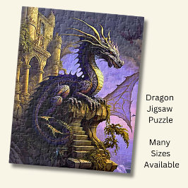 Quebra-cabeça Dragão Dourado roxo em passos do Castelo