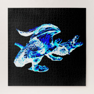 Quebra-cabeça Dragão Fantasia de Inverno com Geada Azul