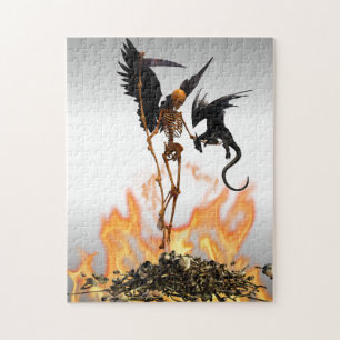 Quebra-cabeça Dragão Goth Esqueleto Anjo