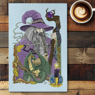 Quebra-cabeça Dragão Mágico Celta Fantasia Roxo
