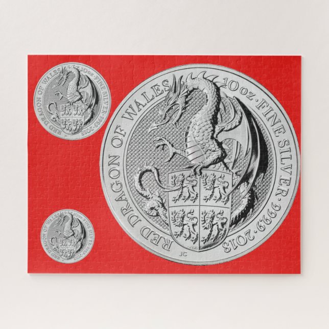 QUEBRA-CABEÇA DRAGÃO VERMELHO DA MOEDA DE WALES (Horizontal)
