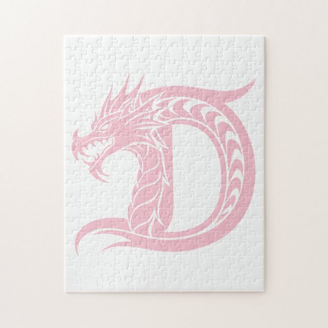 Quebra-cabeça Dragon Styled Letter D, Dragon Alphabet, Monogram (Vertical)