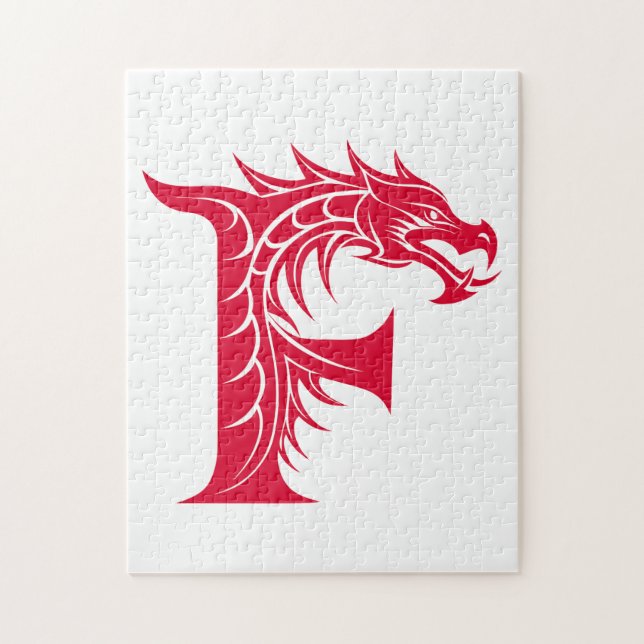 Quebra-cabeça Dragon Styled Letter F, Dragon Alphabet, Monogram (Vertical)
