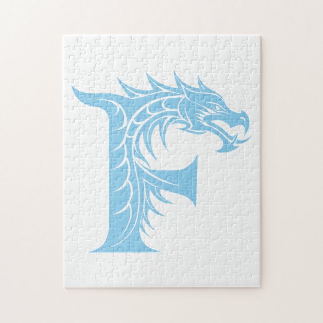Quebra-cabeça Dragon Styled Letter F, Dragon Alphabet, Monogram (Vertical)