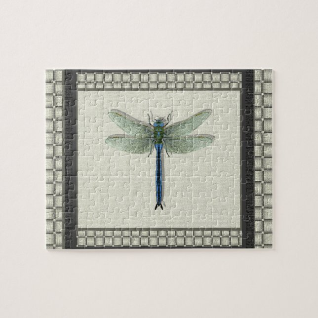 Quebra-cabeça Dragonfly Azul Elegante (Horizontal)