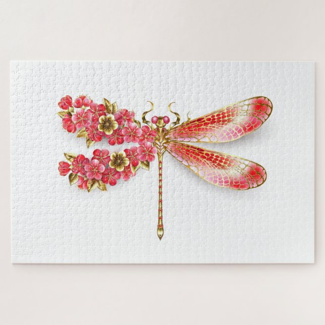 Quebra-cabeça Dragonfly com joalheria sakura (Horizontal)