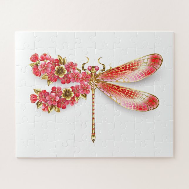 Quebra-cabeça Dragonfly com joalheria sakura (Horizontal)