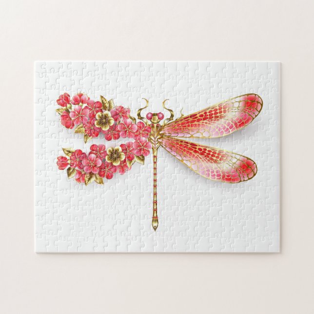 Quebra-cabeça Dragonfly com joalheria sakura (Horizontal)