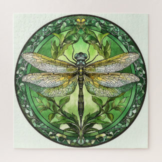 Quebra-cabeça Dragonfly de ornamentado com Quadro Floral Verde