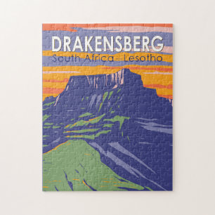 Quebra-cabeça Drakensberg África do Sul Retro de Viagem de Arte