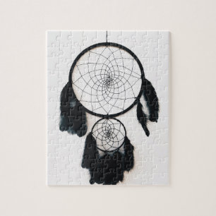 Quebra-cabeça Dreamcatcher Negra com Penas