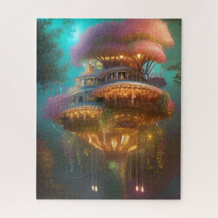 Quebra-cabeça Dreamy Pink Treehouse Arte Digital