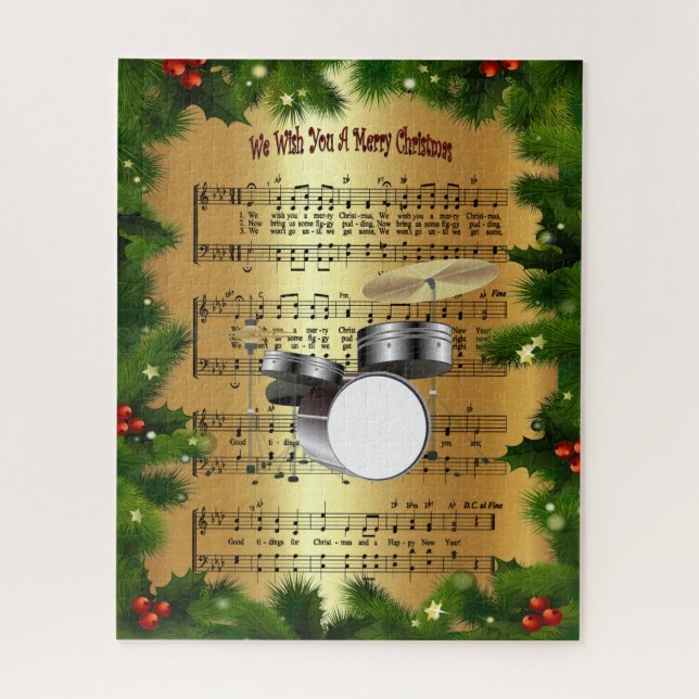 Quebra-cabeça Drum Set ~ "Queremos Um Feliz Natal" ~ (Vertical)