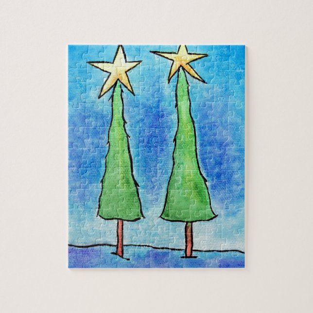 Quebra-cabeça Duas Árvores de Natal Altas (Vertical)