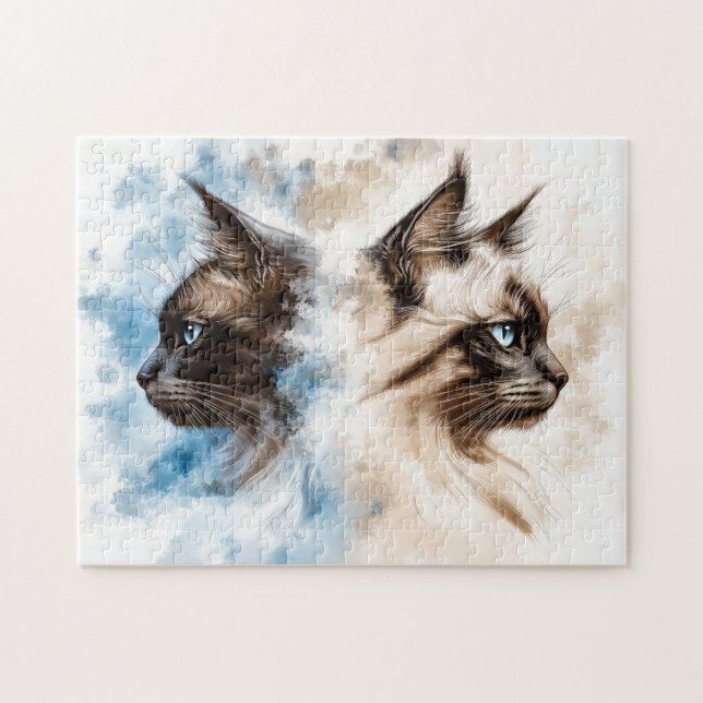 Quebra-cabeça Duas cores aquáticas para gatos (Horizontal)