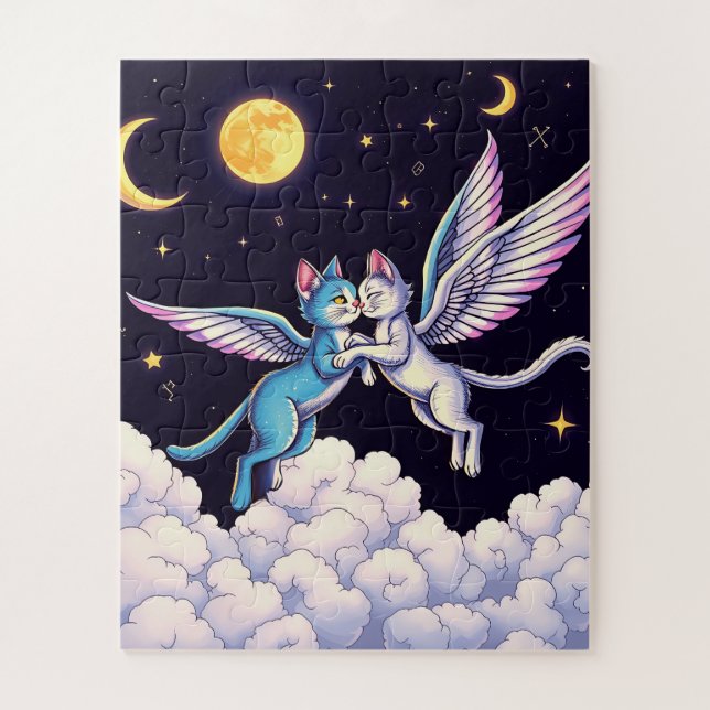 Quebra-cabeça Duas crianças de gatos angélicos (Vertical)