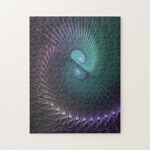 Quebra-cabeça Duas Espirais Coloridas Arte Fractal Abstrata Mode