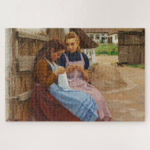 Duas garotas com rede sentadas em um quintal