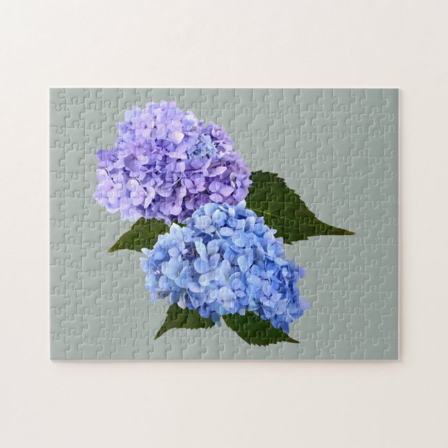 Quebra-cabeça Duas Lavandas Hydrangea e Azul (Horizontal)