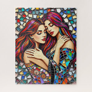 Quebra-cabeça Duas mulheres apaixonadas Estilo de Azulejo Mosa