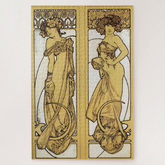 Quebra-cabeça Duas Mulheres em Pé por Alphonse Mucha