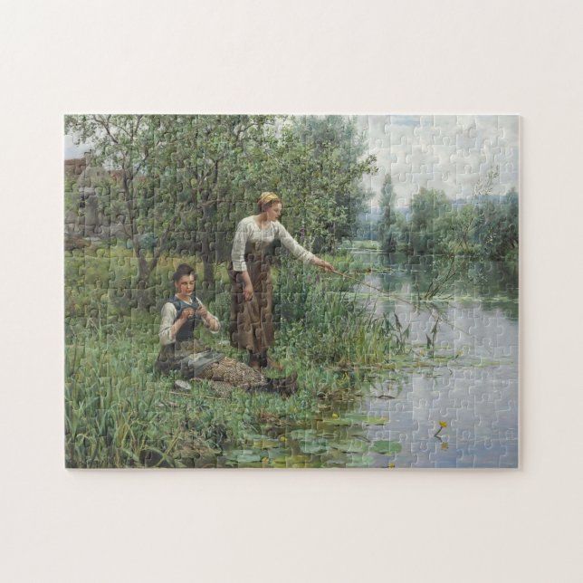 Quebra-cabeça Duas mulheres pescando por Daniel Ridgway Knight (Horizontal)
