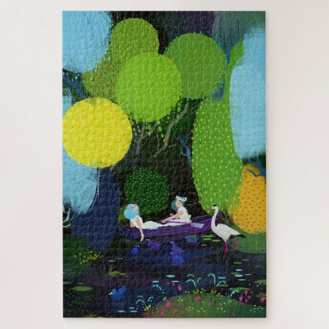 Quebra-cabeça Duas Senhoras Bonitas num Barco (Vertical)