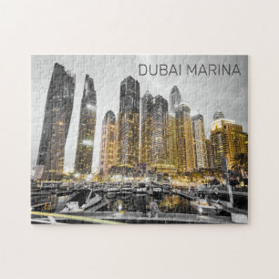 Quebra-cabeça Dubai Marina Cidade UAE Skyline Vintage Panorama