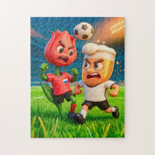 Quebra-cabeça Duelo de futebol entre tulipa holandesa e copo de