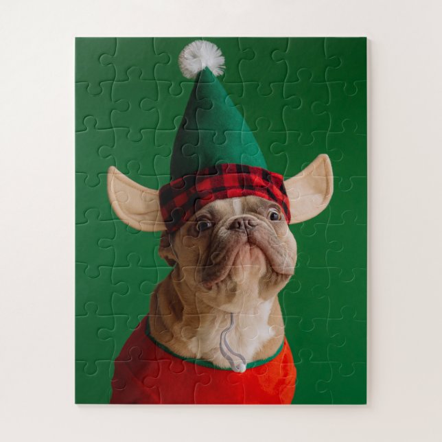 Quebra-cabeça Duende de Natal Cachorro Engraçado Pet Natal (Vertical)