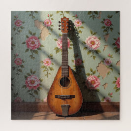 Quebra-cabeça Dulcimer Vintage Floral de Seis Cordas